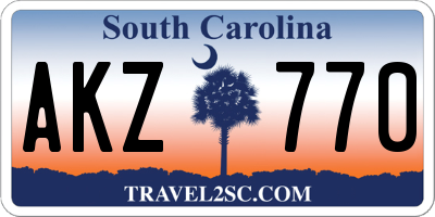 SC license plate AKZ770