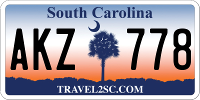 SC license plate AKZ778