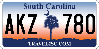 SC license plate AKZ780