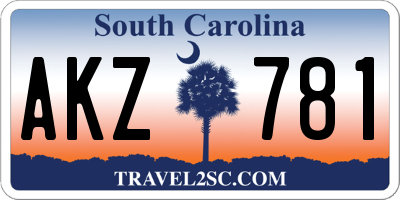 SC license plate AKZ781