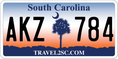 SC license plate AKZ784