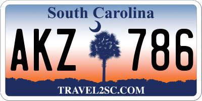 SC license plate AKZ786