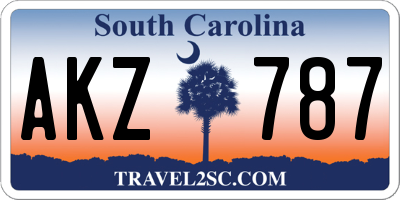 SC license plate AKZ787
