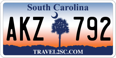 SC license plate AKZ792