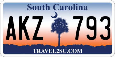 SC license plate AKZ793