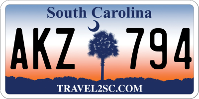 SC license plate AKZ794