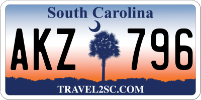 SC license plate AKZ796