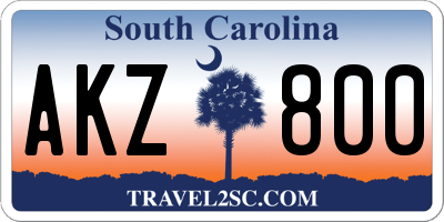 SC license plate AKZ800