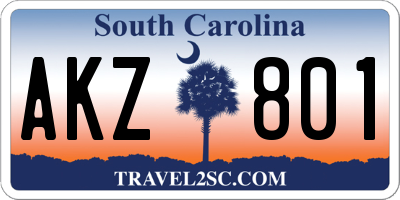 SC license plate AKZ801