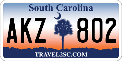 SC license plate AKZ802
