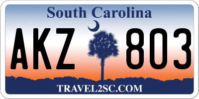 SC license plate AKZ803
