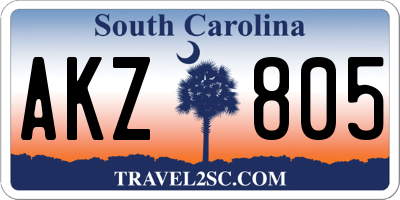 SC license plate AKZ805