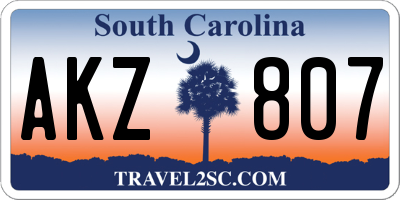 SC license plate AKZ807