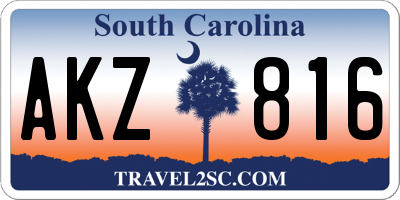 SC license plate AKZ816