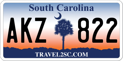 SC license plate AKZ822