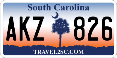 SC license plate AKZ826