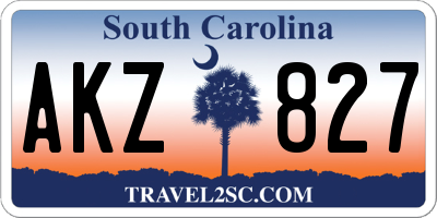 SC license plate AKZ827