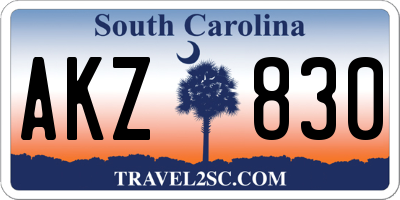 SC license plate AKZ830