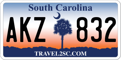 SC license plate AKZ832