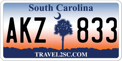 SC license plate AKZ833