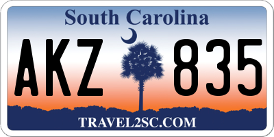 SC license plate AKZ835