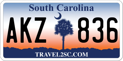 SC license plate AKZ836