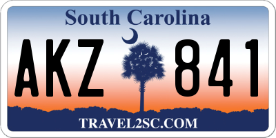 SC license plate AKZ841