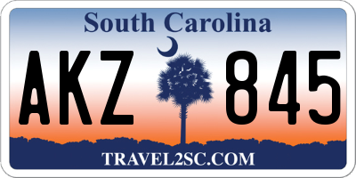 SC license plate AKZ845
