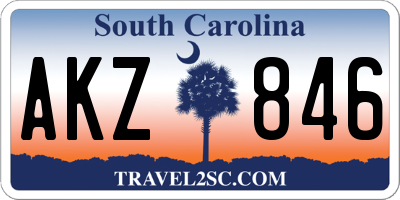 SC license plate AKZ846