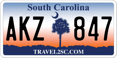 SC license plate AKZ847