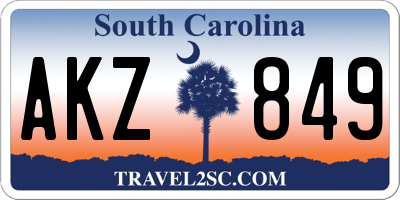 SC license plate AKZ849