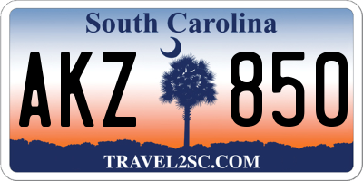 SC license plate AKZ850