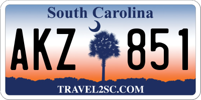 SC license plate AKZ851