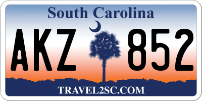 SC license plate AKZ852