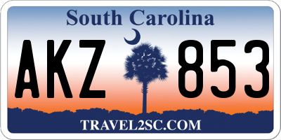 SC license plate AKZ853