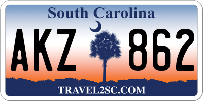 SC license plate AKZ862