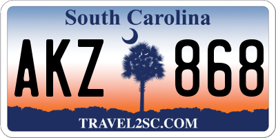 SC license plate AKZ868