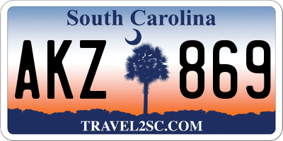SC license plate AKZ869