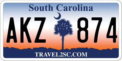 SC license plate AKZ874