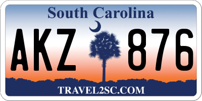 SC license plate AKZ876