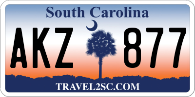 SC license plate AKZ877