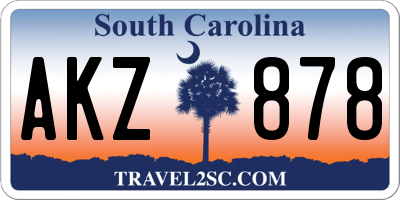 SC license plate AKZ878