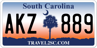 SC license plate AKZ889