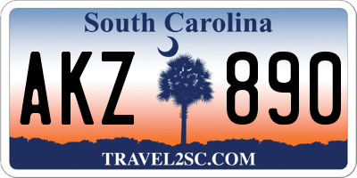 SC license plate AKZ890