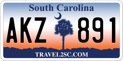 SC license plate AKZ891