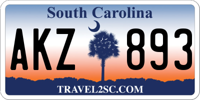 SC license plate AKZ893