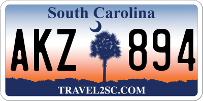 SC license plate AKZ894