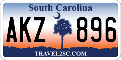 SC license plate AKZ896