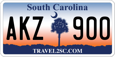 SC license plate AKZ900