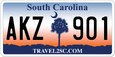 SC license plate AKZ901